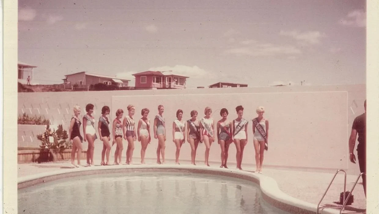 Miss New Zealand contestants paraded beside the pool in the 1960s. 