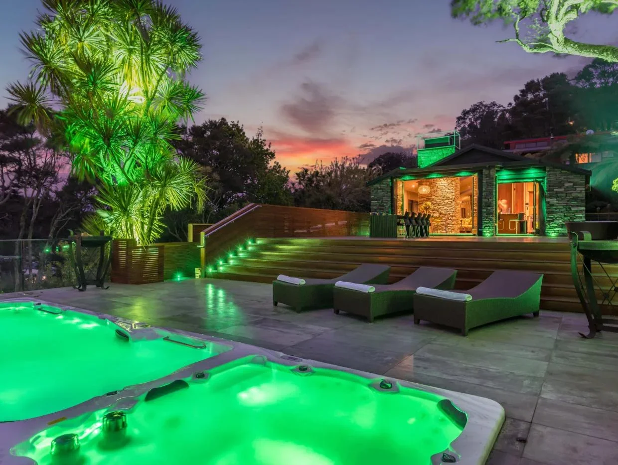 Exterior of Maison Blanc Lodge in Titirangi, west Auckland 