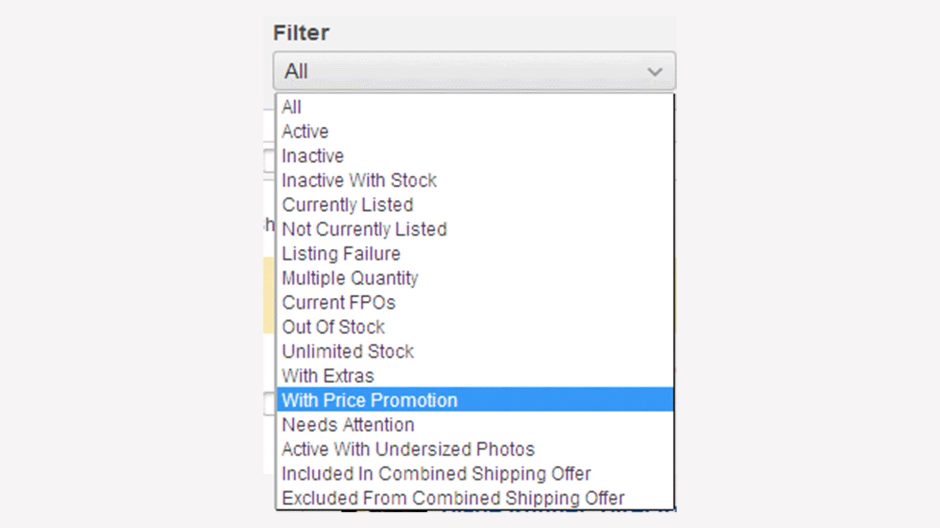 Filter with price promotion