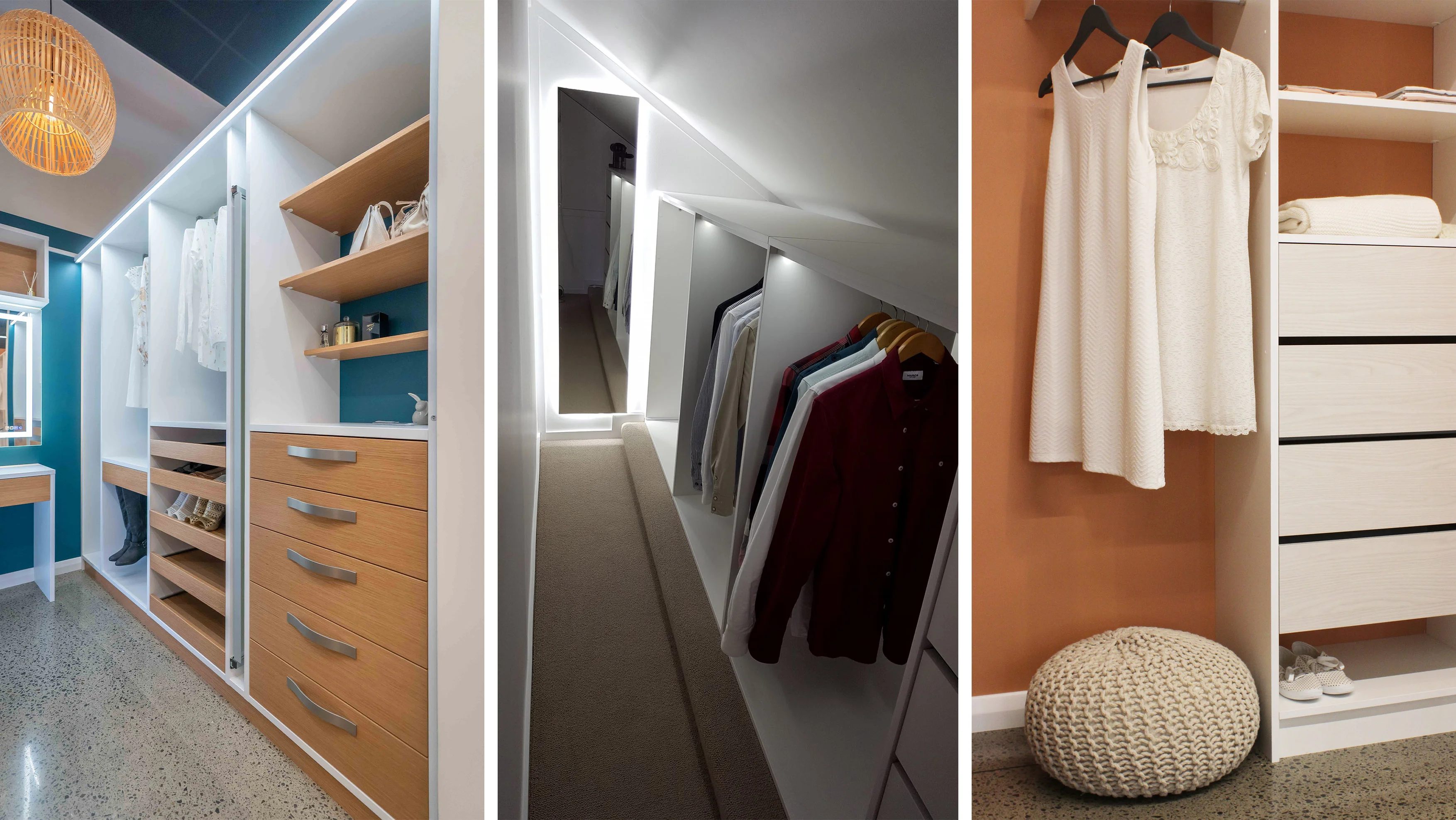 Various walk-in wardrobes by Stash