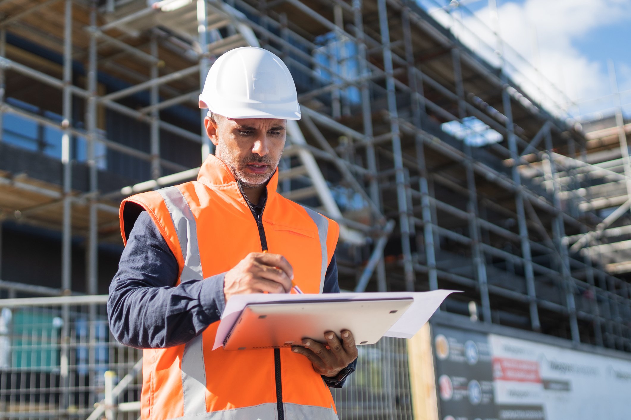 Male engineer on building site