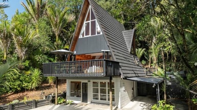 Full view of the funky 70s home.