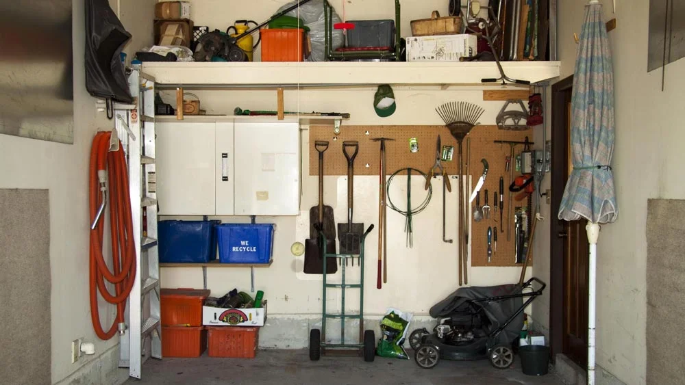 Garage full of secondhand items