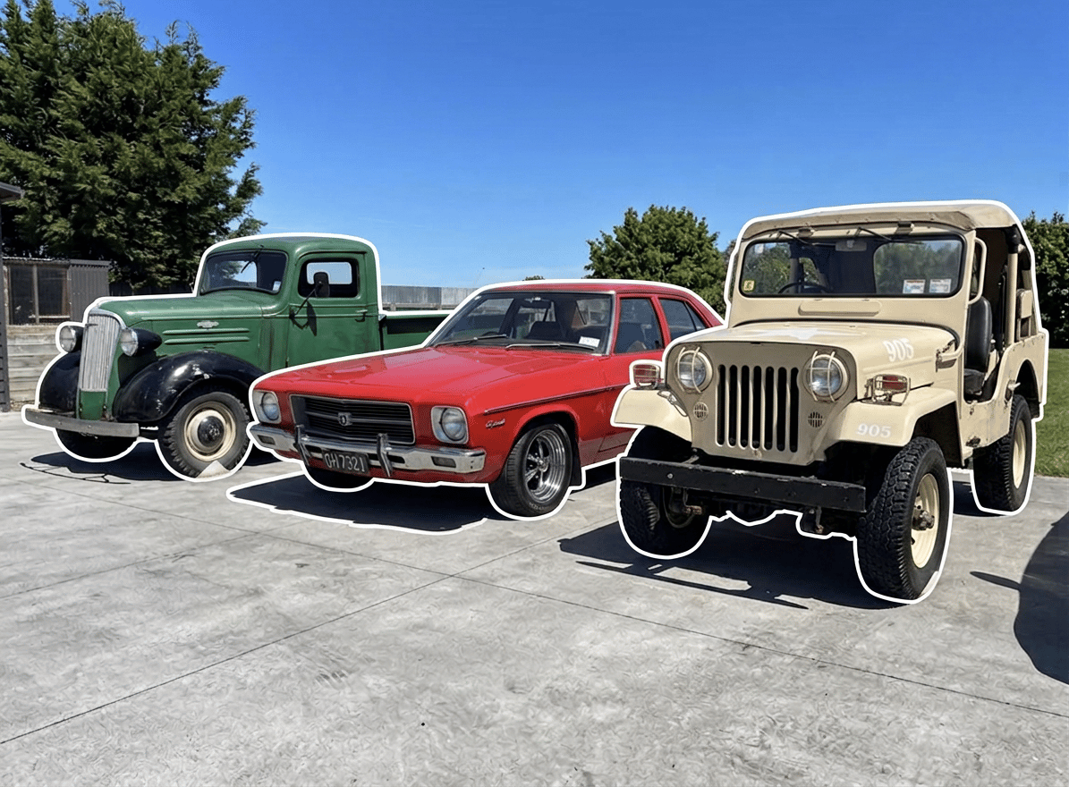 A Jeep, Mitsubishi and Holden lined up
