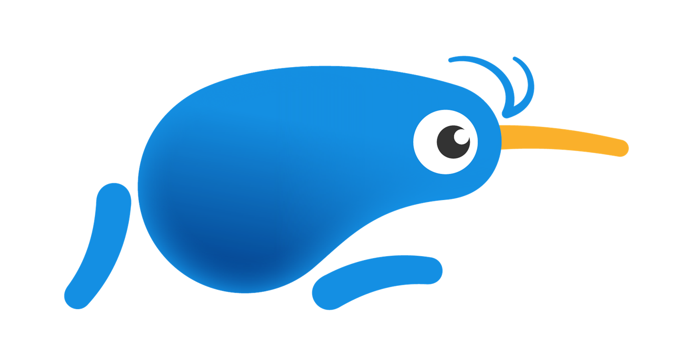 Trade Me's blue Kevin the kiwi logo