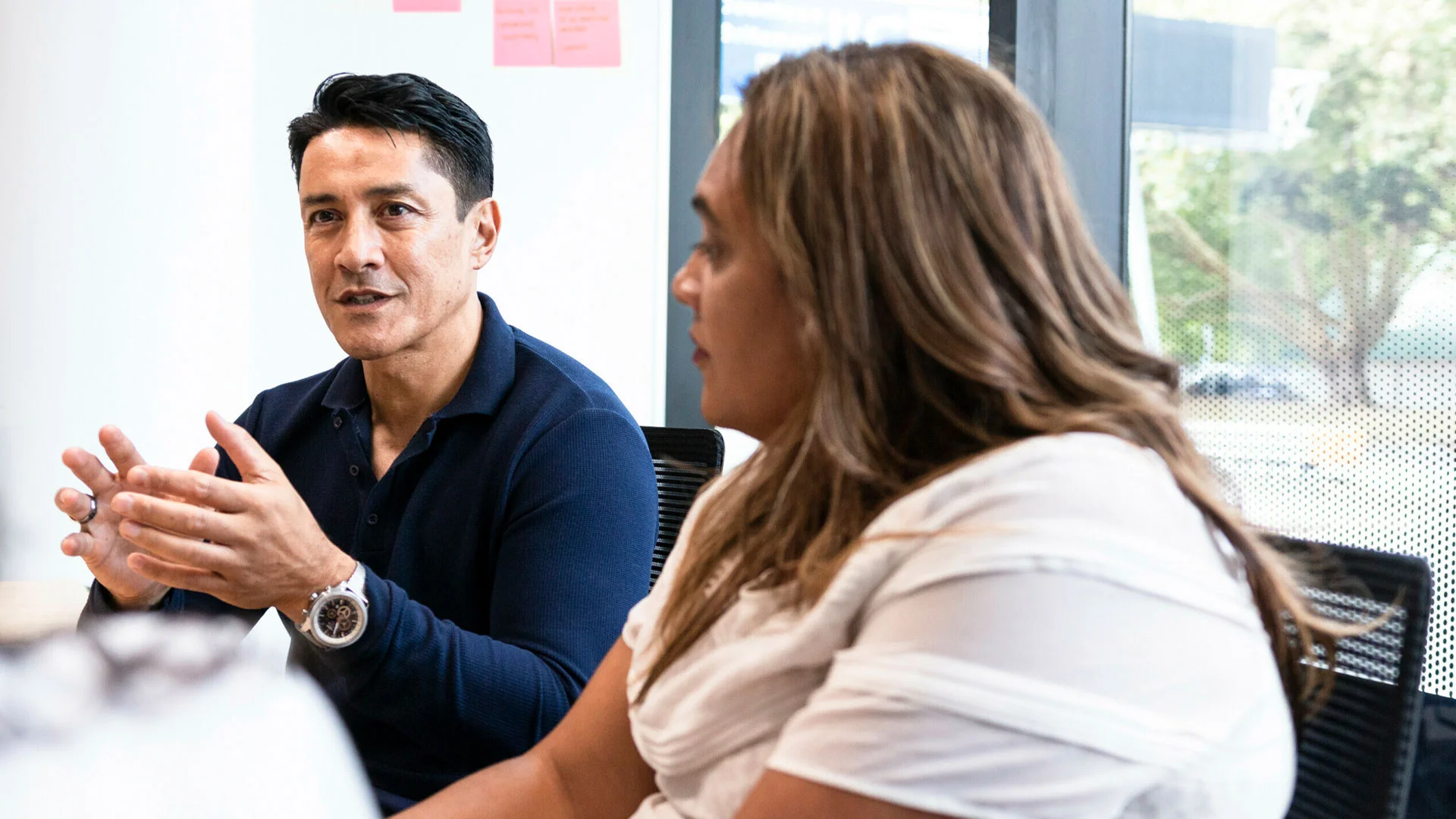 Employee telling their manager that they're resigning.