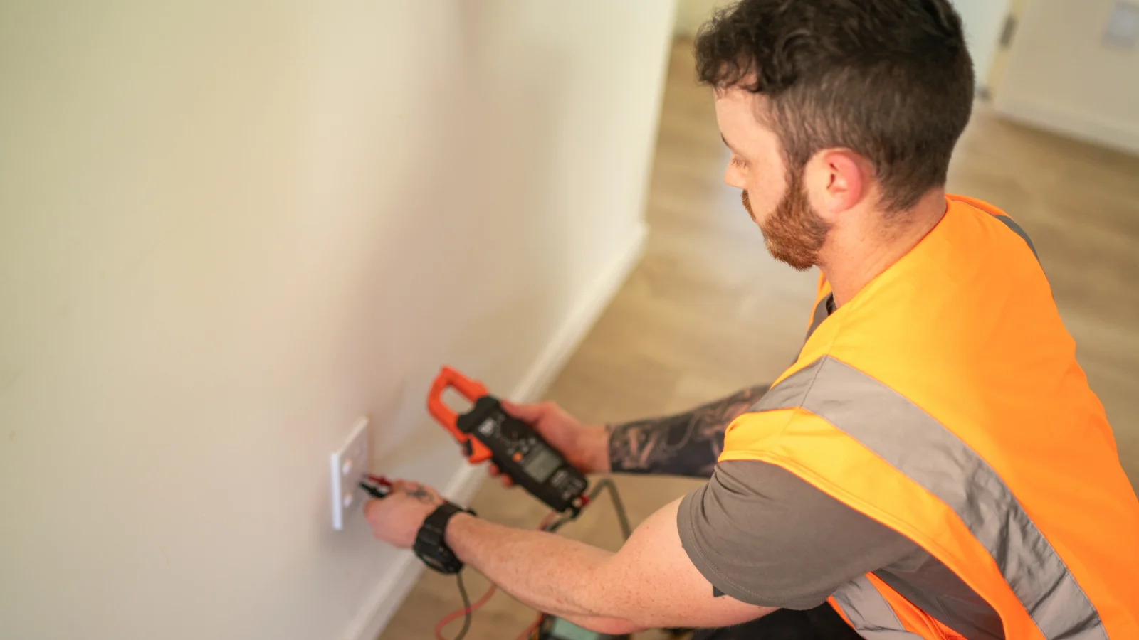 Man checking powerpoint. 