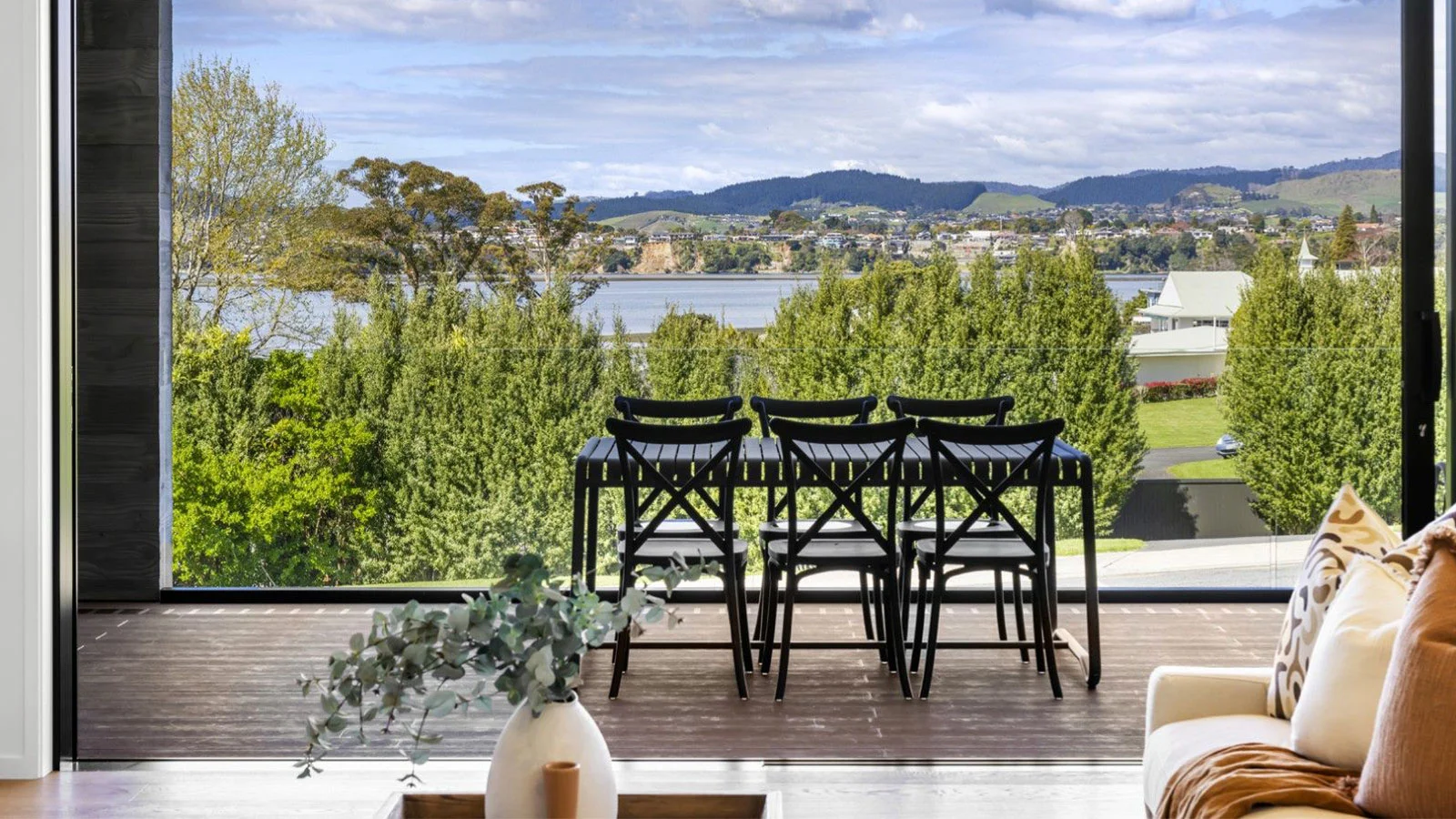 Modern home in Tauranga with views out to the water