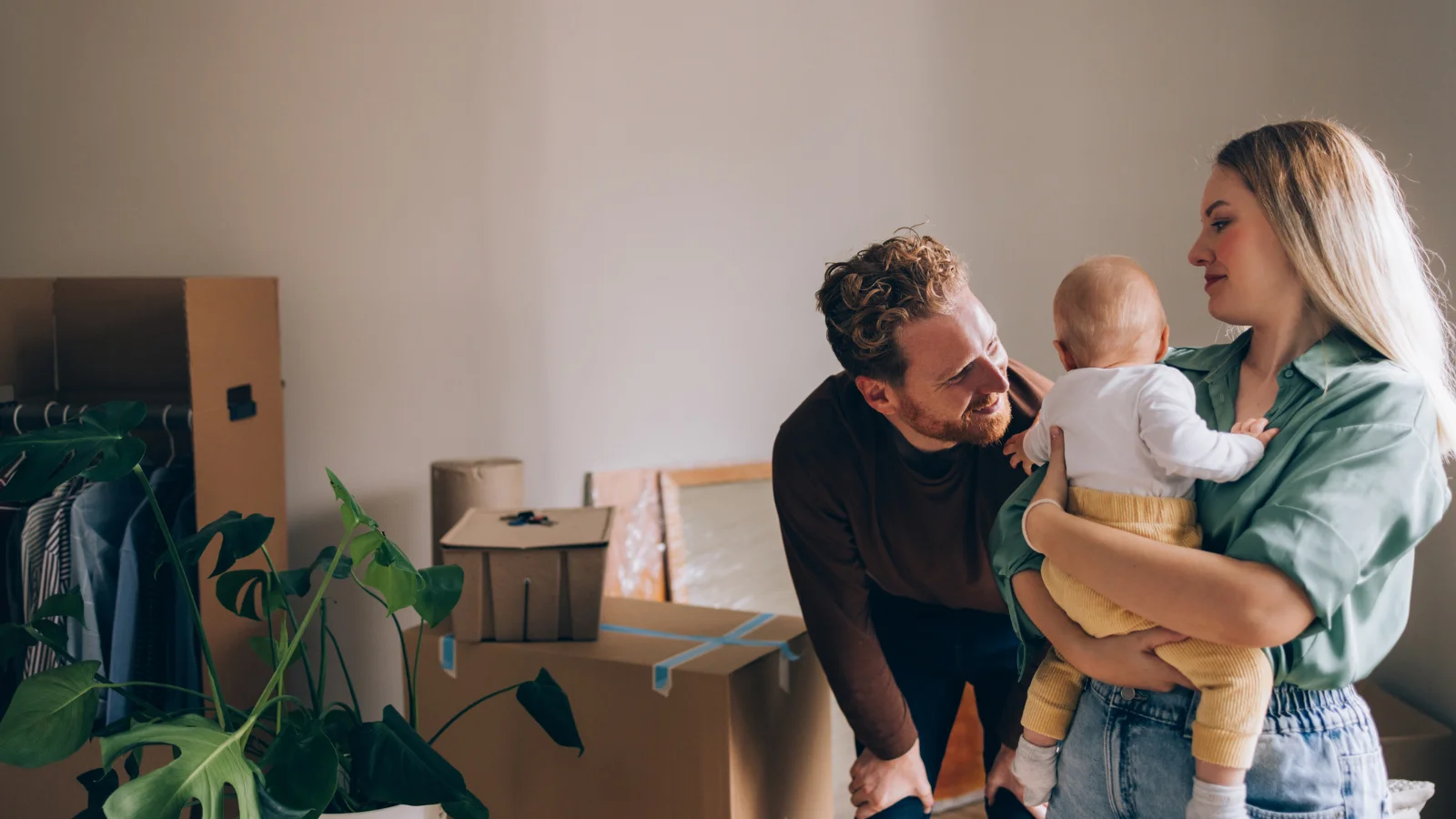 Family moving into home with baby. 