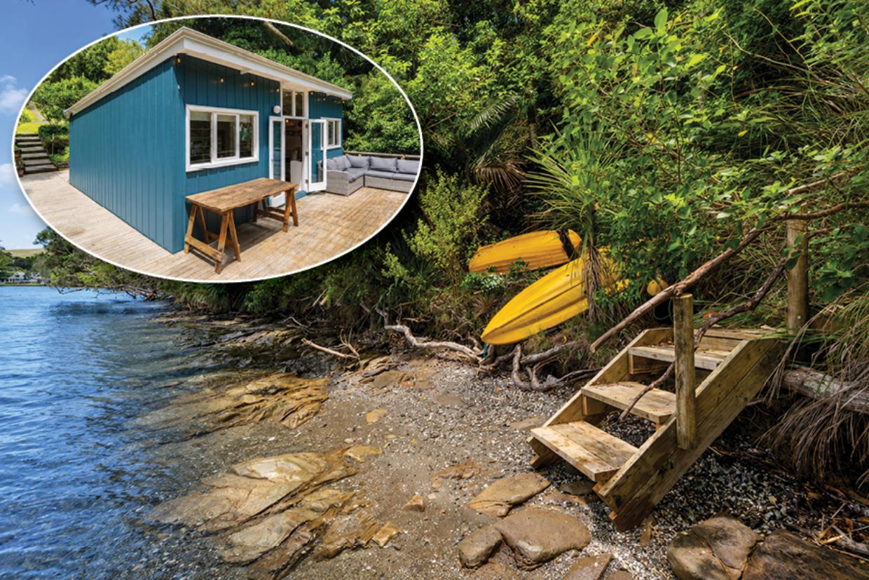 Pip and Maz Kefali have sold their renovated, waterfront bach on Tawharanui Peninsula north of Auckland. It has been their permanent home for the past 11 years. Photo: Ray White