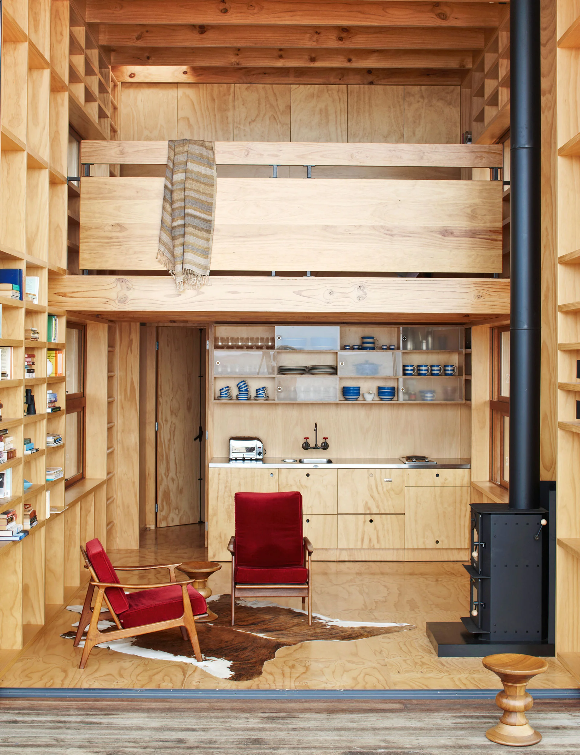 With a footprint of just 40 square metres, Hut On Sleds takes verticality to the next level.  Photo: Jackie Meiring