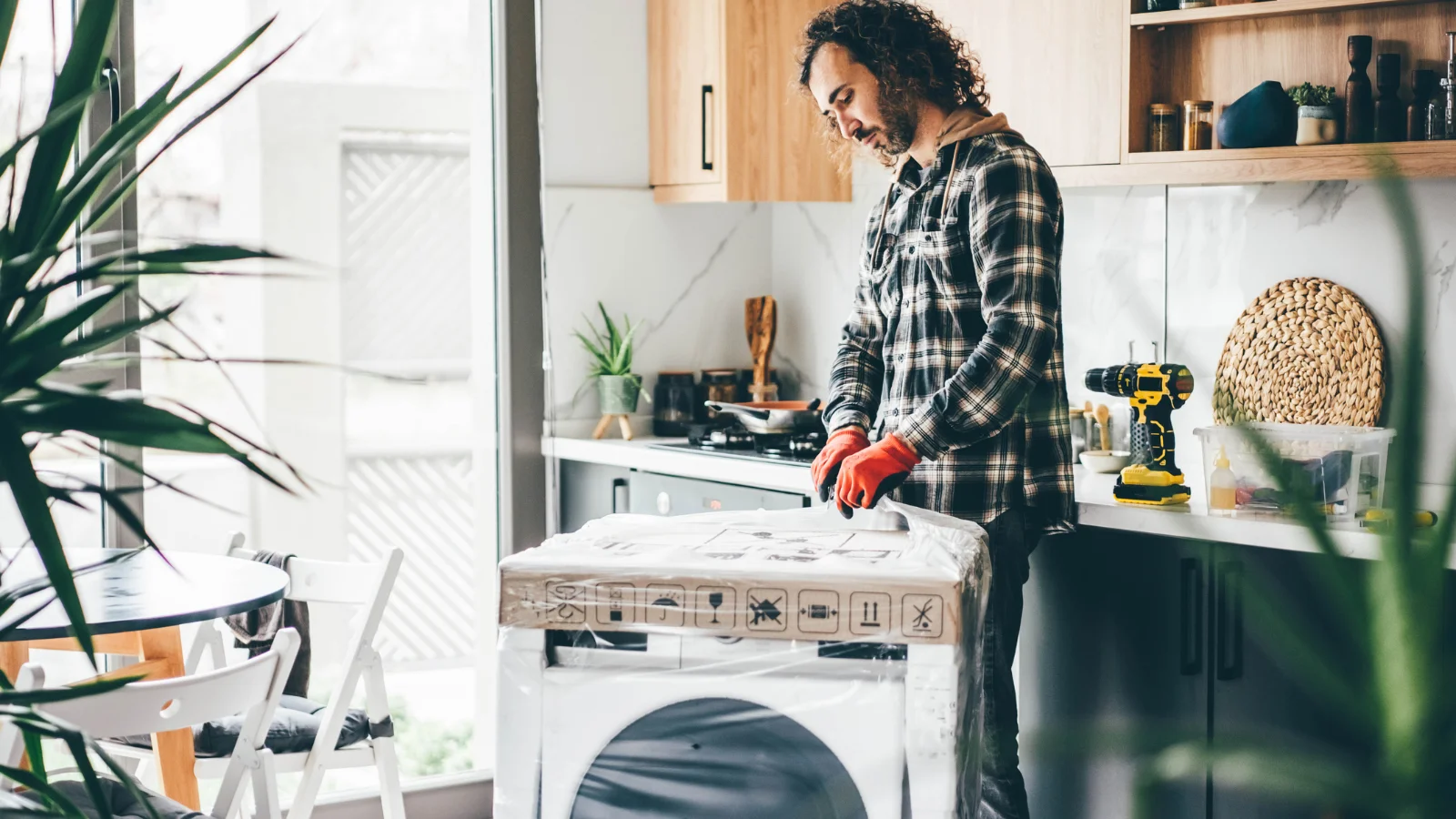 Man renovating his kitchen.