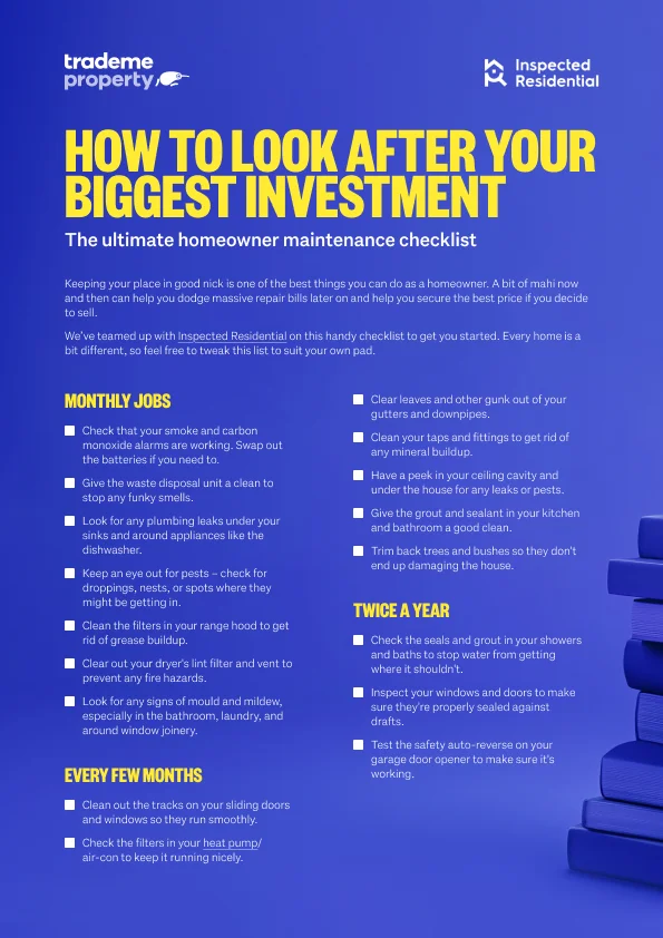 First page of the homeowner checklist