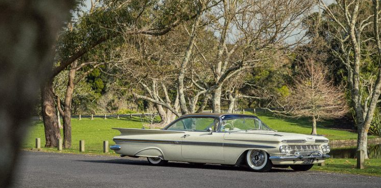 1959 Chevrolet Sport Coupe stationary side view