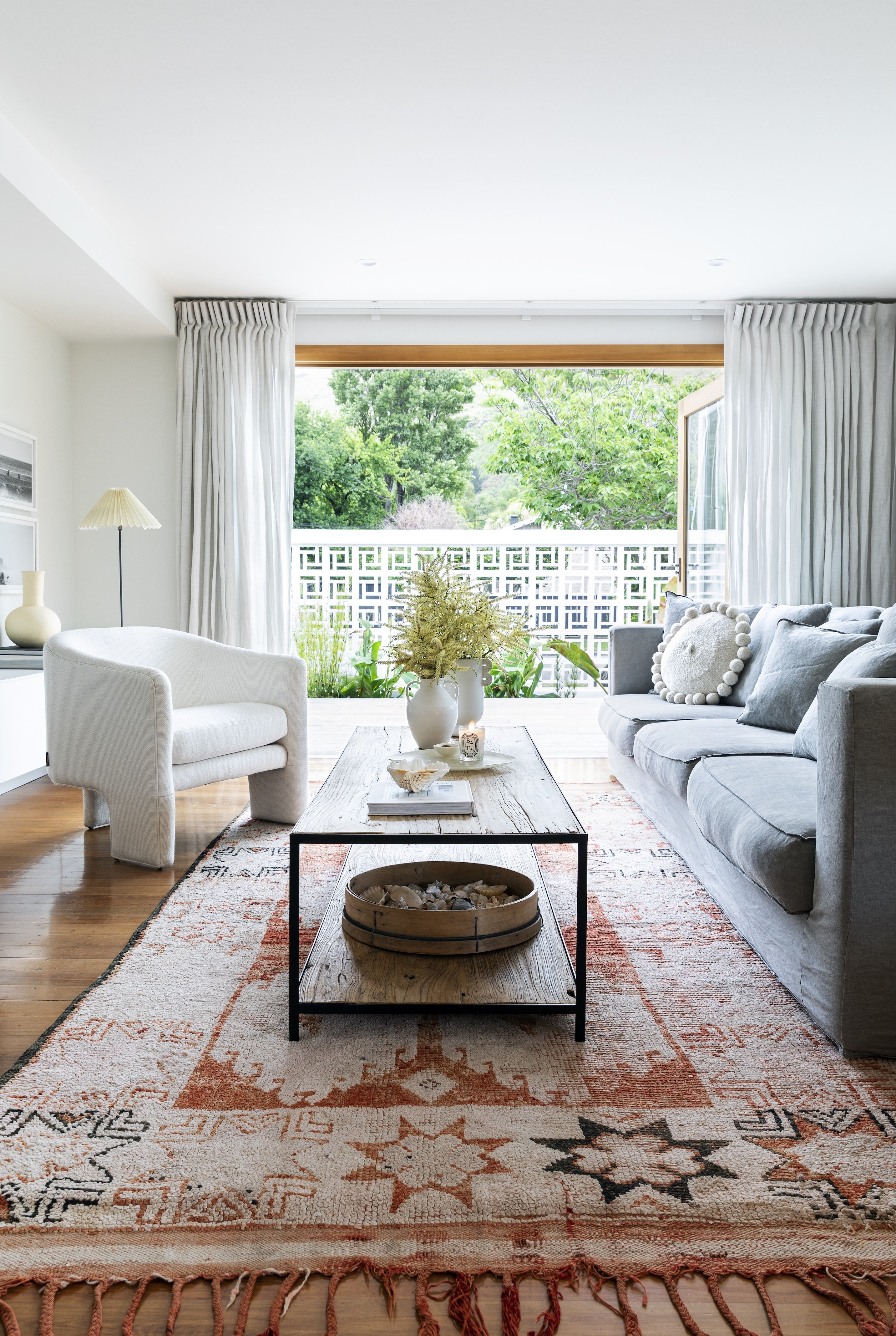 Modern living area with detailed interior features. 