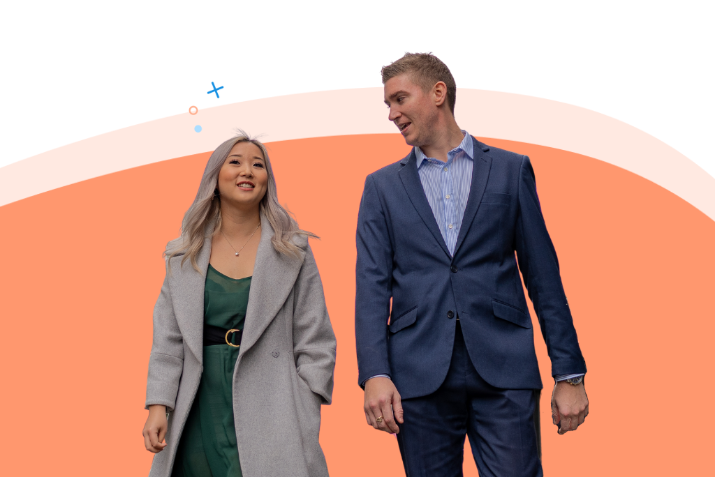 Colleagues walking and talking in NZ.