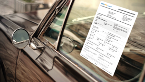 Consumer Information Notices (CIN)  displayed in car window.