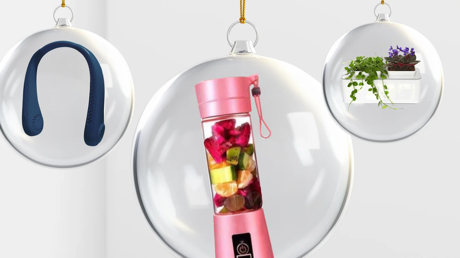 Homeware gifts hanging in Christmas baubles