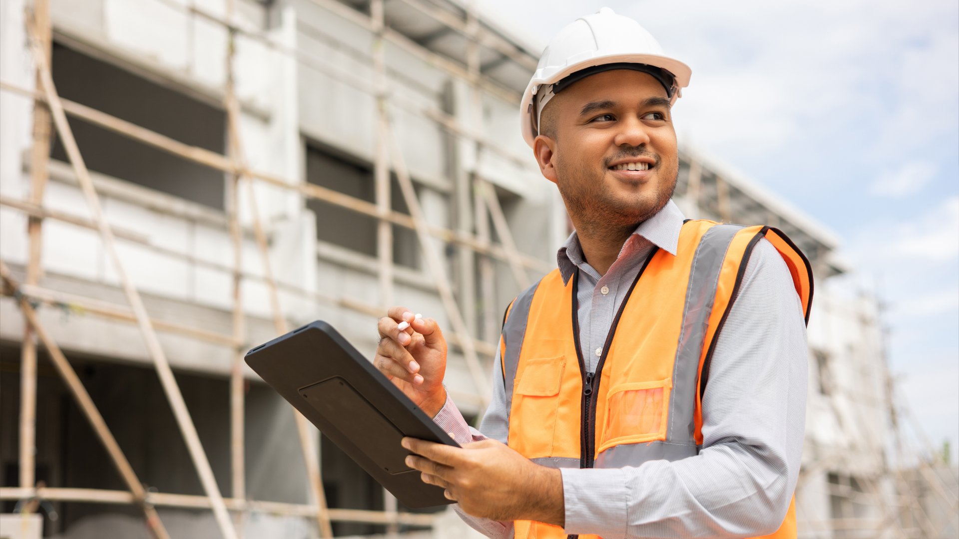 Male tradesperson working on-site.