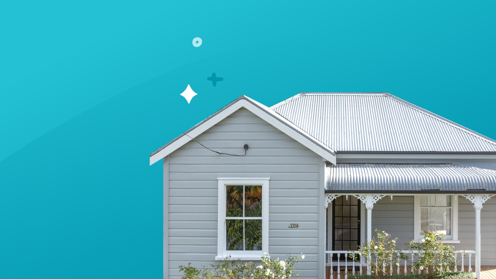 House on blue background