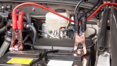 jumper leads on battery