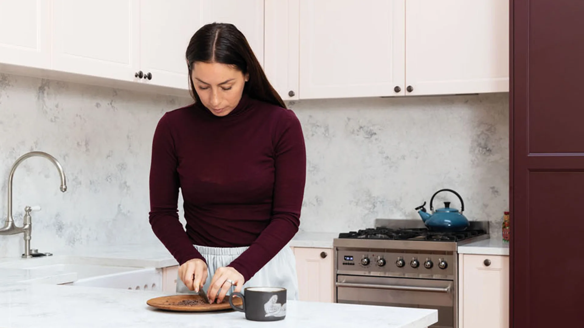 Sala founder Sarah Lindsay in the kitchen of her Ponsonby home