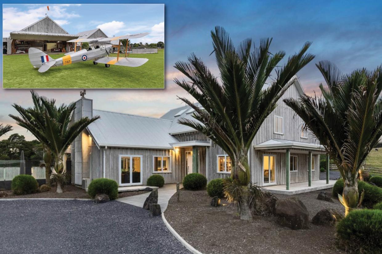 It has been more than 30 years since Wendy Harvey and her late partner Wayne Edwards bought a very big field of onions and set about transforming it into a family property with a gracious home, airstrip and hangar. Photo: Barfoot & Thompson