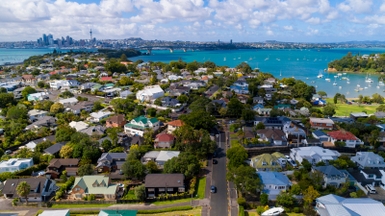 Houses near the coast in New Zealand
