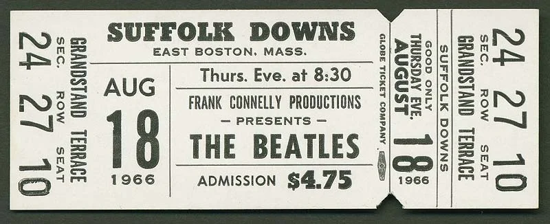 Ticket from 1966 Beatles Boston Garden concert