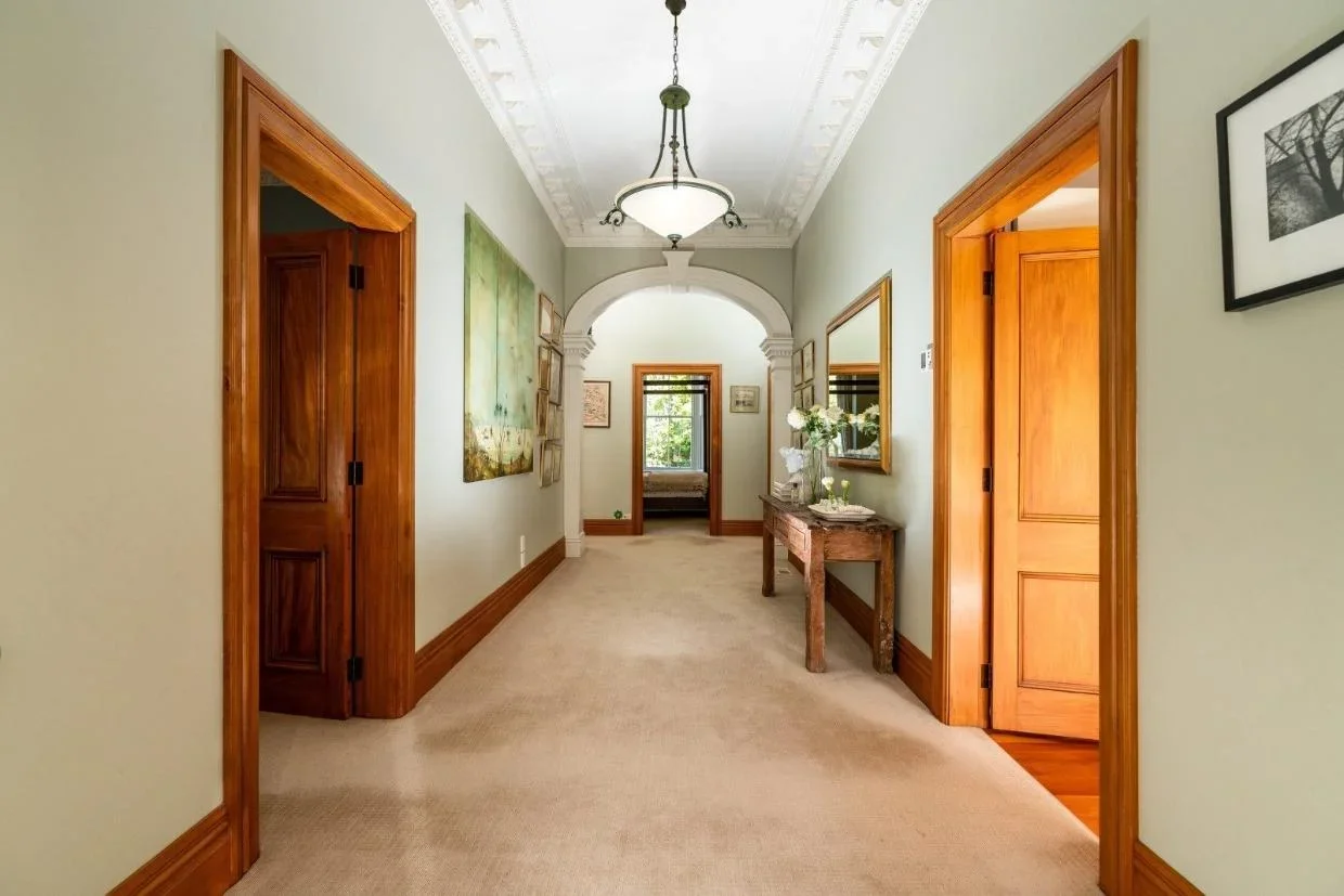 The home’s wide hall