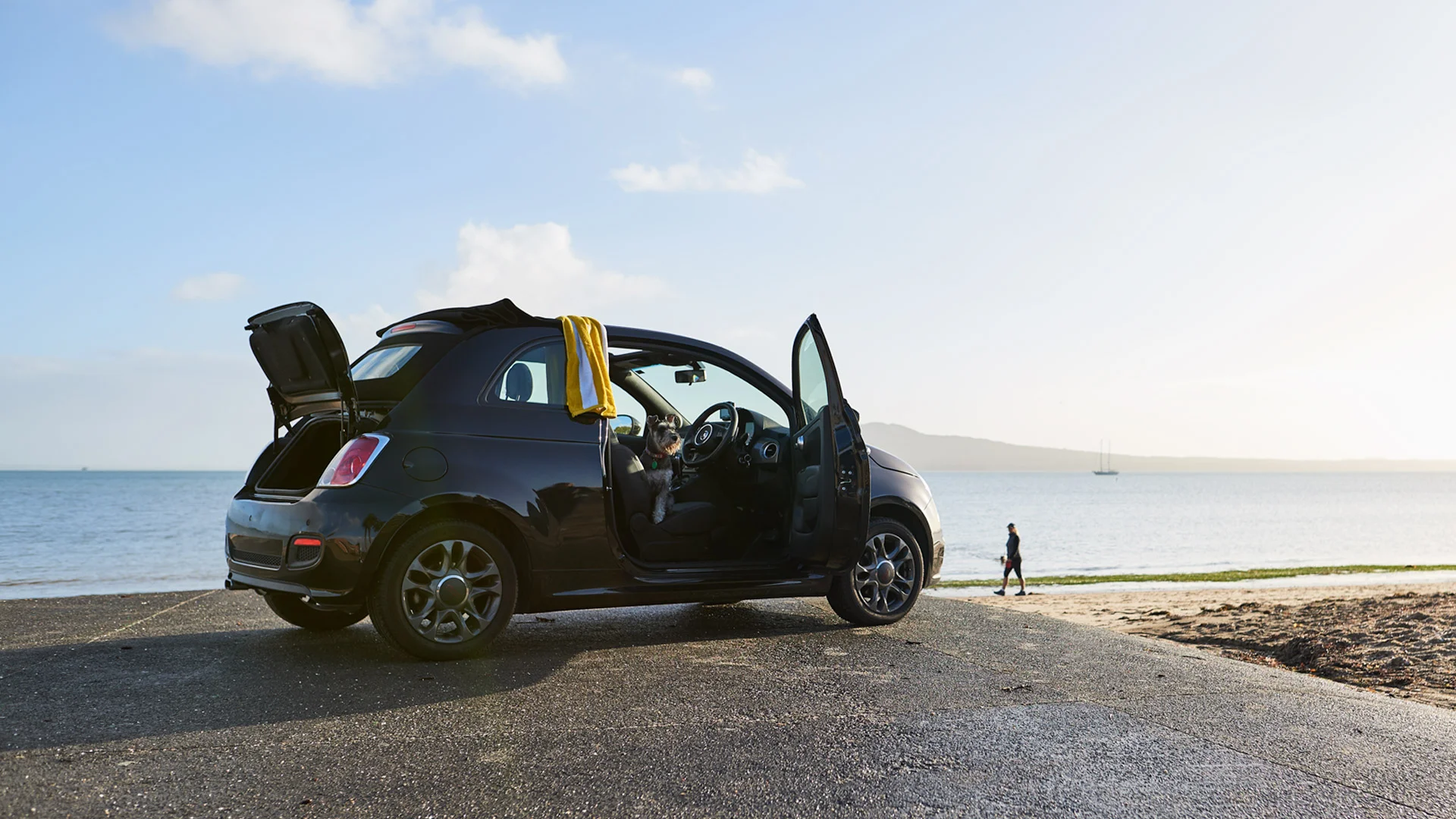 fiat car on beach