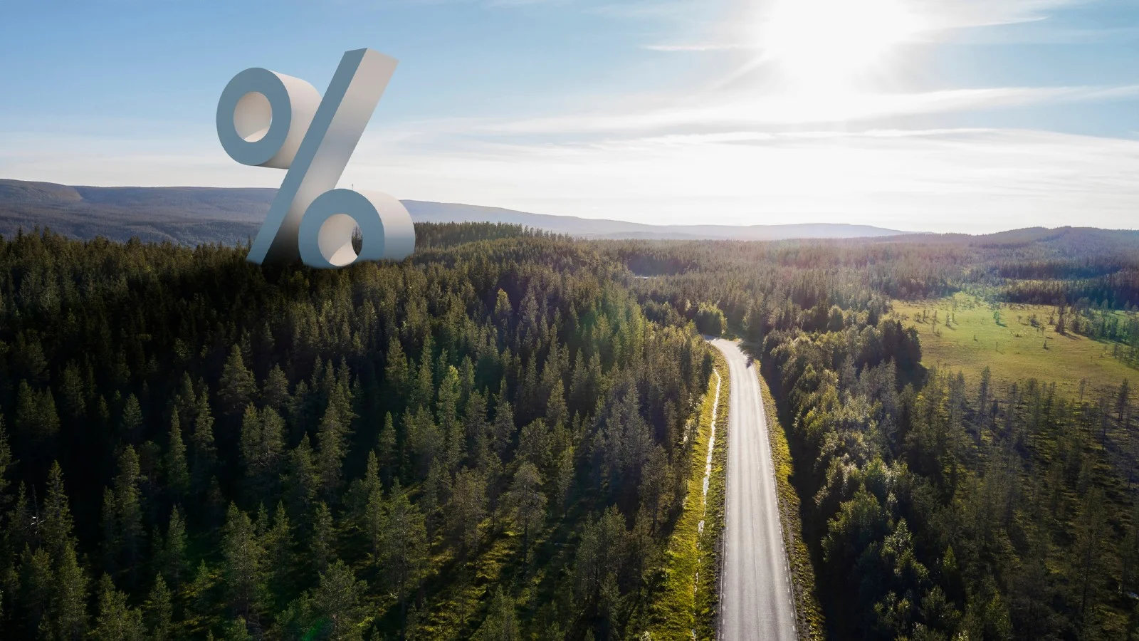 Giant percentage sign in forest. OCR announcement NZ.