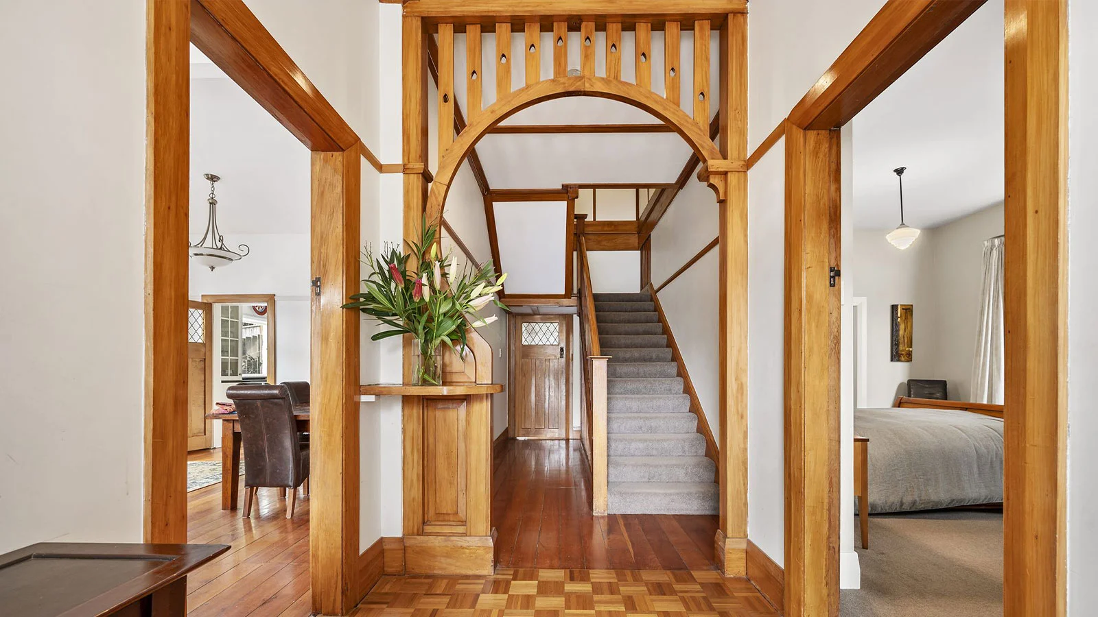 Hamilton home with original wood in the hallway
