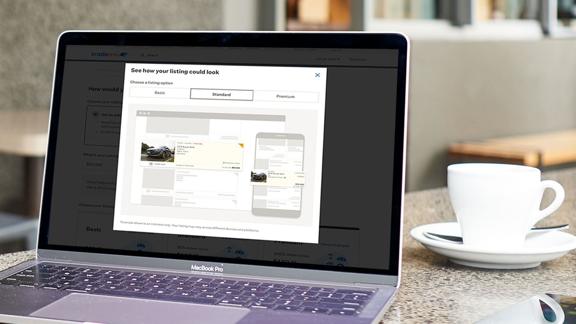 What a Standard listing looks like