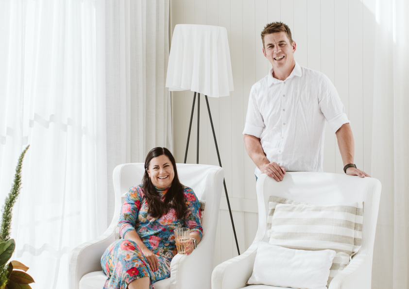 The couple in their home