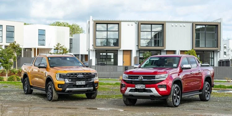 Ford Ranger Wildtrak vs VW Amarok front hero shot