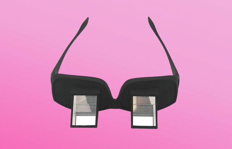 Black lazy reading glasses with mirrors