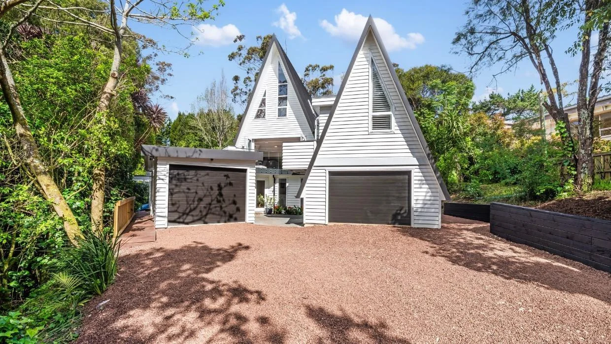 Exterior of Auckland A frame home