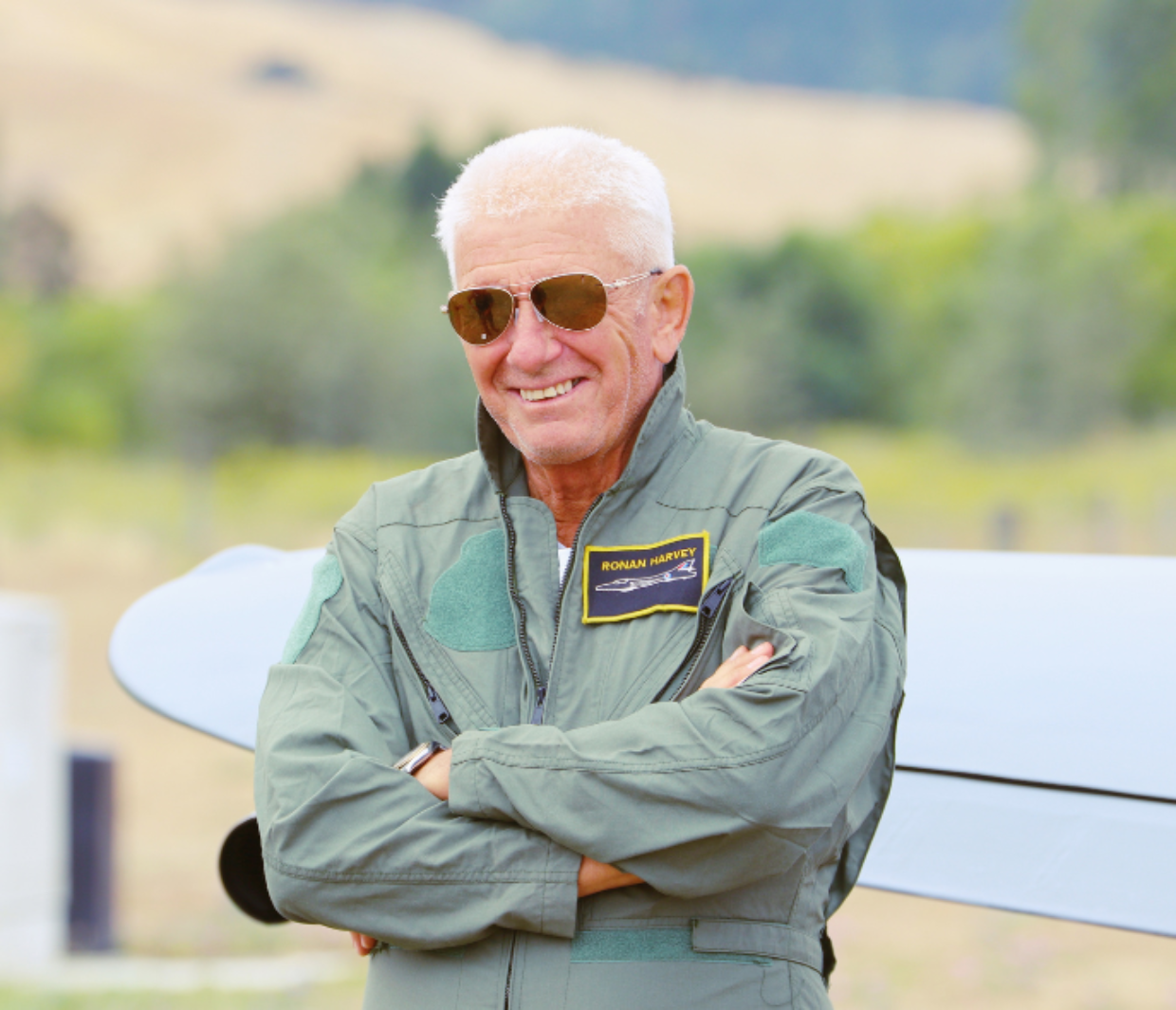 Photo of Aviator Ronan Harvey, owner of the Omaka Aerodrome Hangar Home.