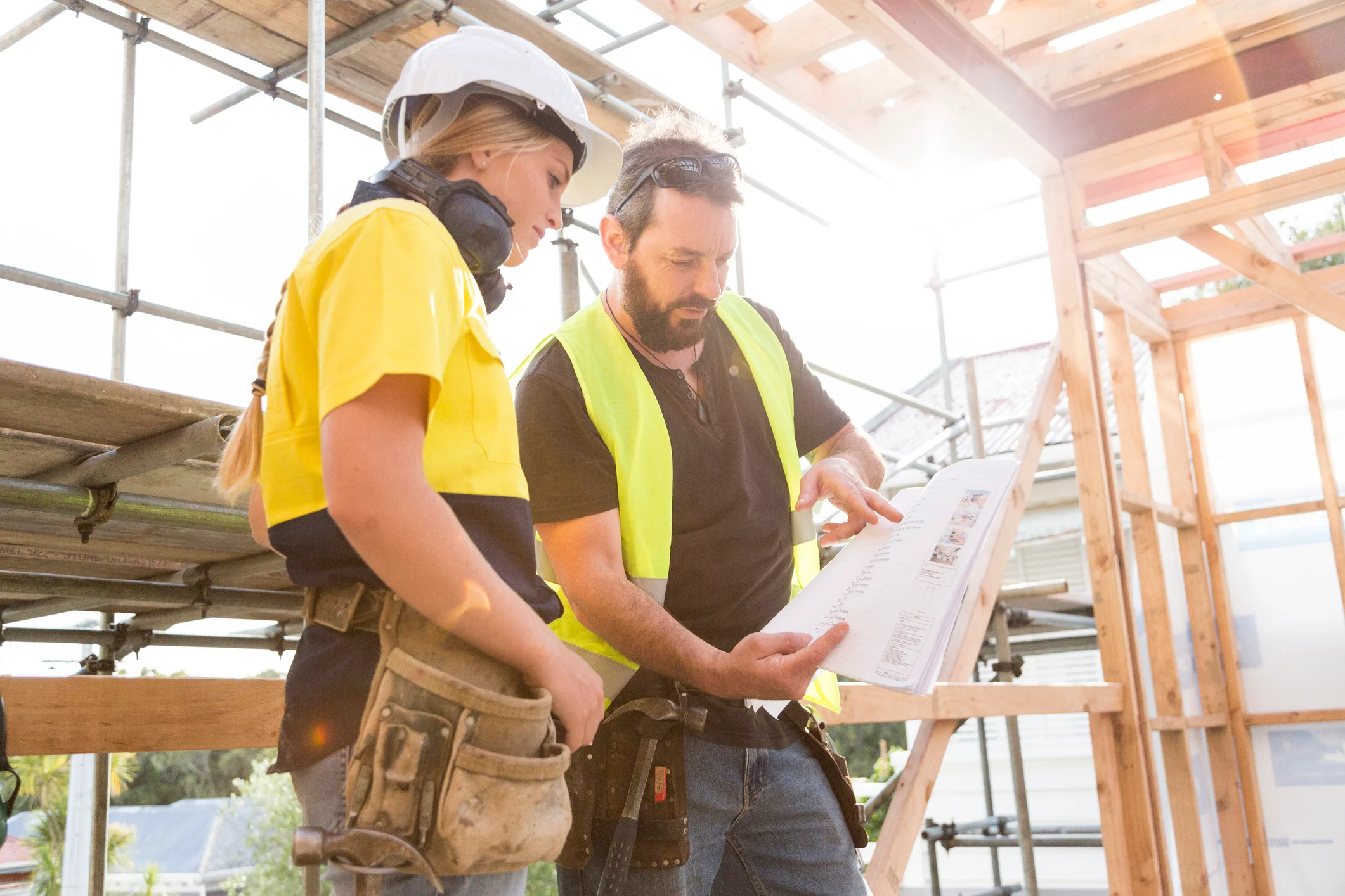 Man and woman on construction site