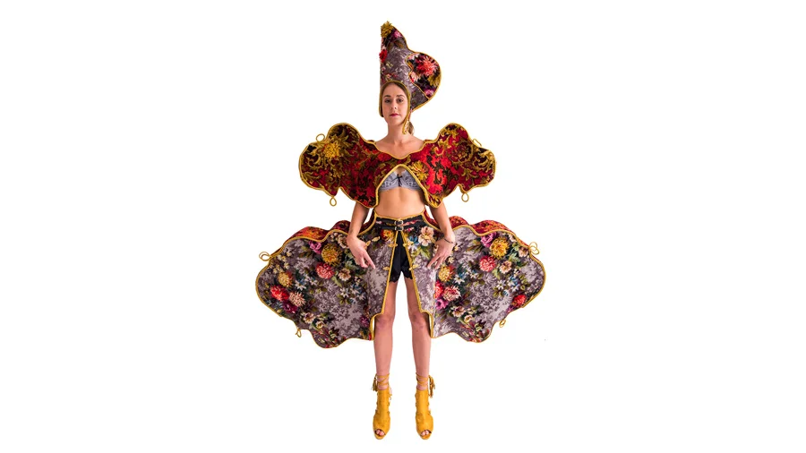 Model in avante garde outfit