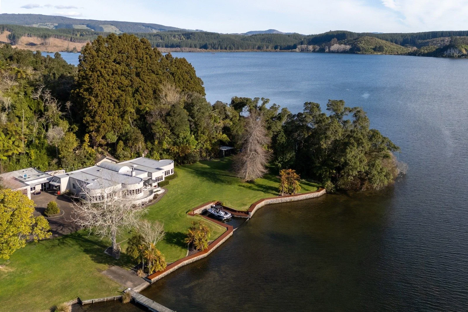 Aerial view of Lake Rotoiti home