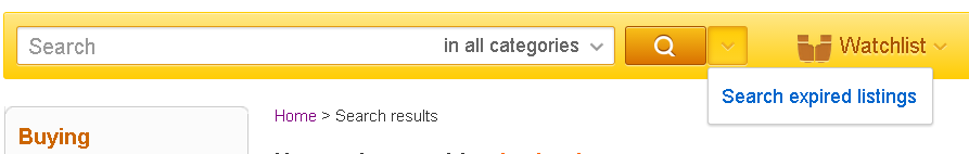 Trade me 'expired listings' search
