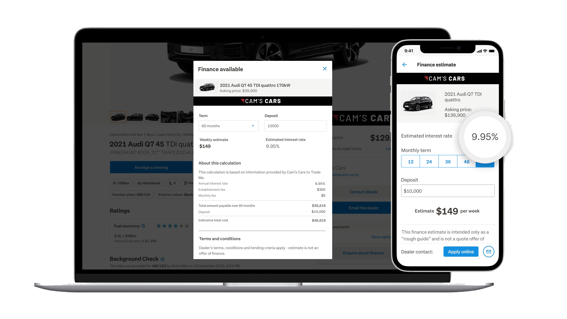 Product mock-up showing multi-interest rates on devices