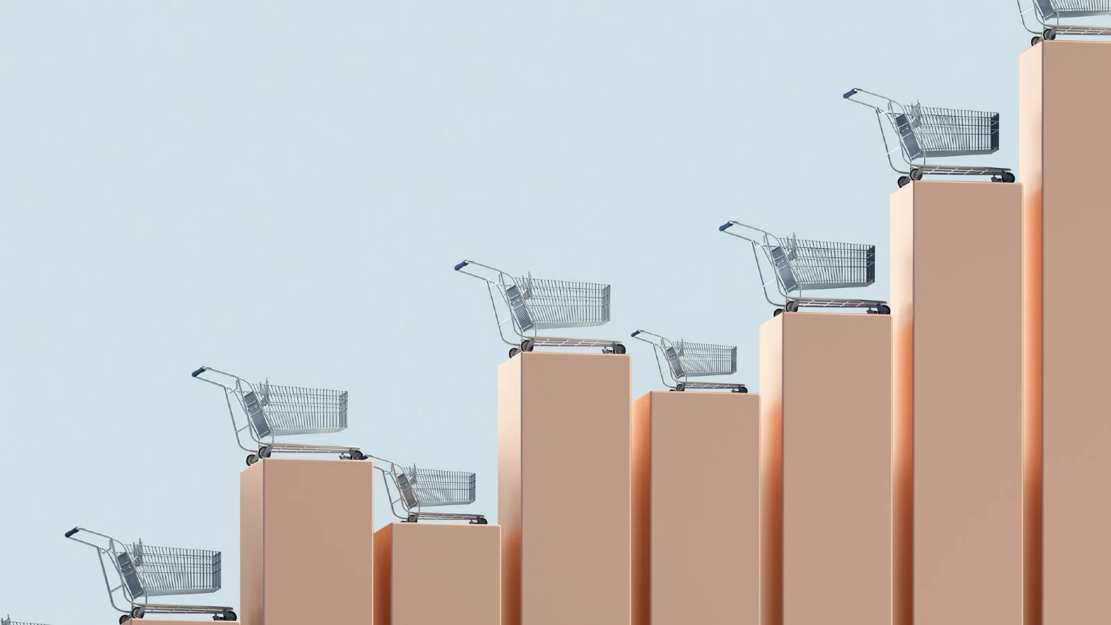 Trolleys on bar graph to reflect inflation.