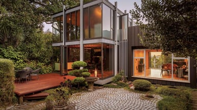 Full view of the modern architecture masterpiece.