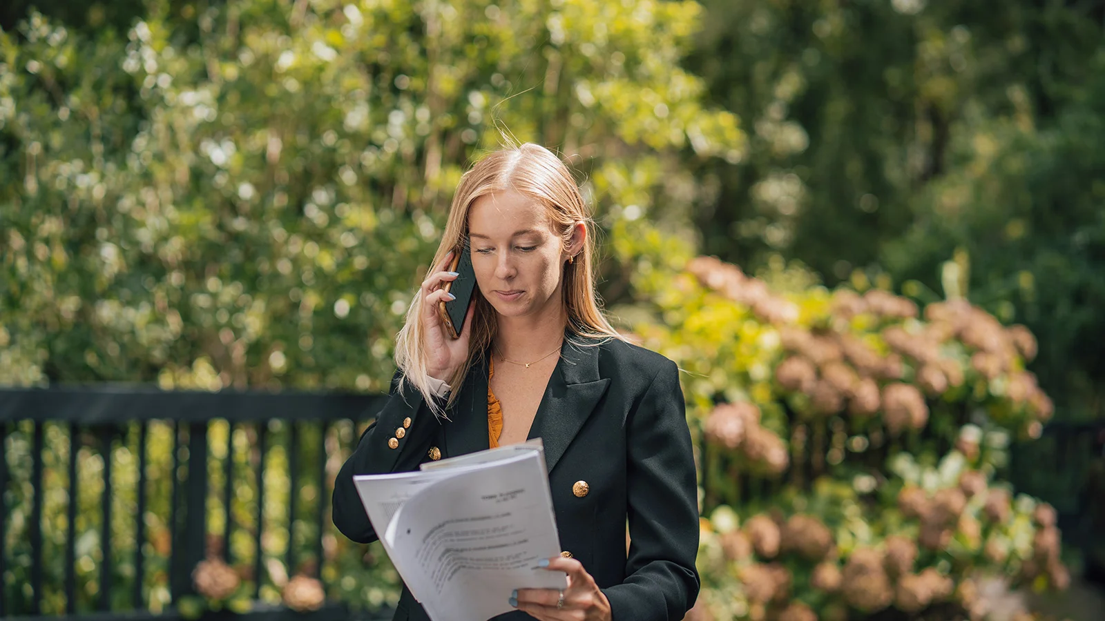 Lady talking on phone.