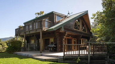 Exterior of log cabin