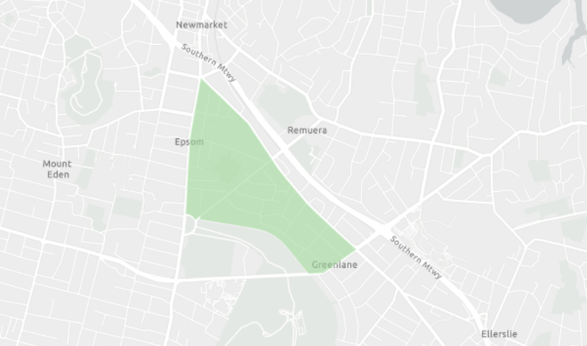 Map showing the location of Greenlane, Auckland.