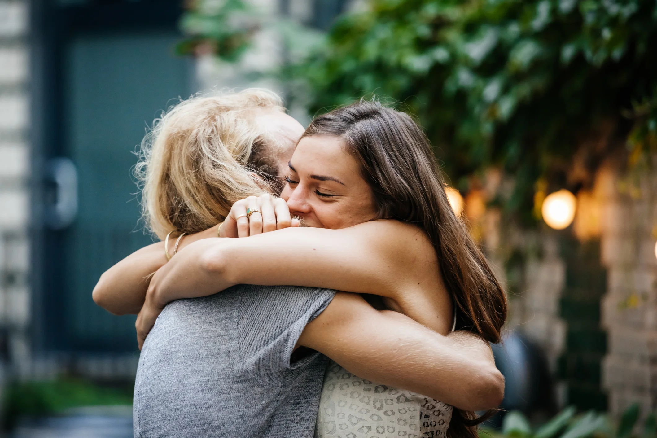 Two women hugging